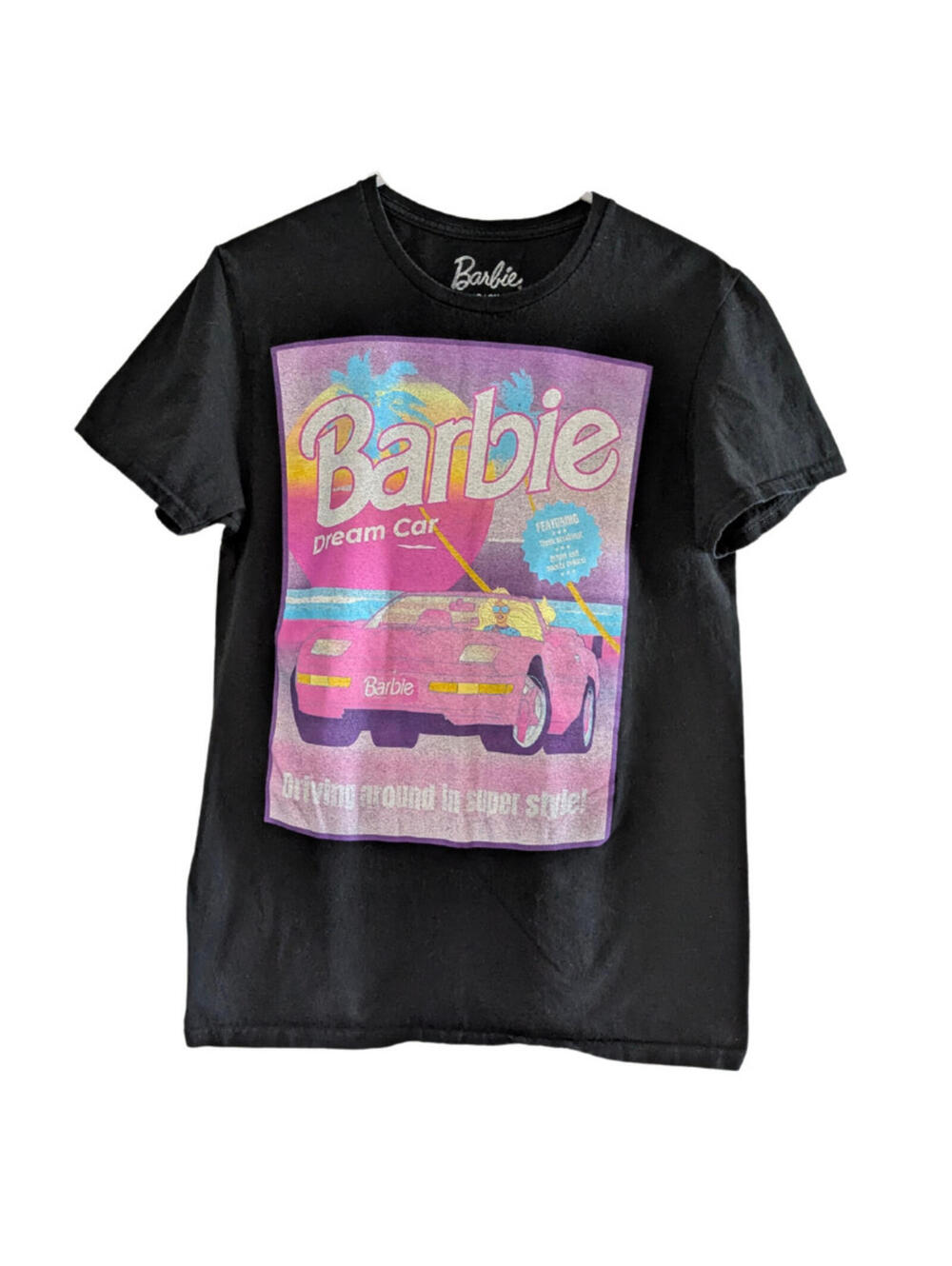 Barbie Dream Car Women's Graphic T-Shirt, Black Pink, Size Small, Cotton